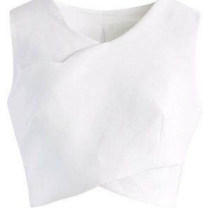 Chicwish White Crop Top Crossed Wrap